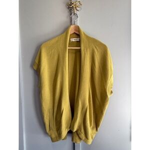 Sparrow Anthropologie Chartreuse Yellow Angora Wool Blend Open Front Vest S